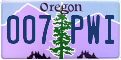 OR license plate 007PWI