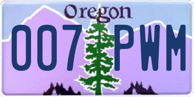OR license plate 007PWM