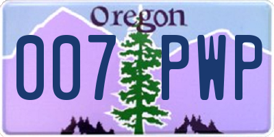 OR license plate 007PWP