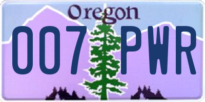 OR license plate 007PWR
