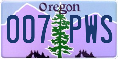 OR license plate 007PWS