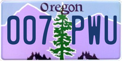 OR license plate 007PWU