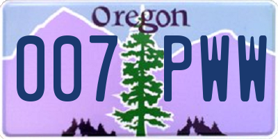 OR license plate 007PWW