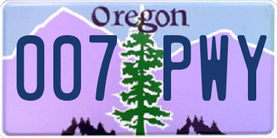 OR license plate 007PWY