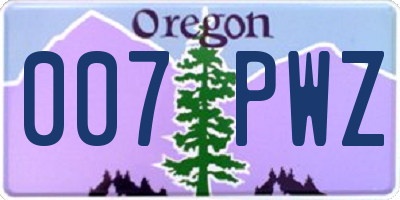 OR license plate 007PWZ