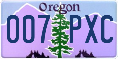 OR license plate 007PXC