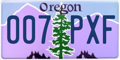 OR license plate 007PXF