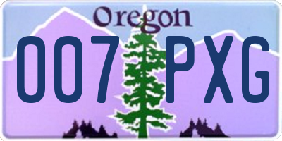 OR license plate 007PXG