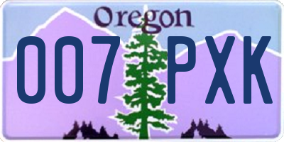 OR license plate 007PXK