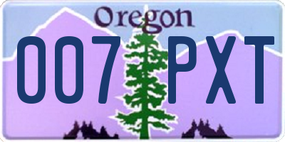 OR license plate 007PXT