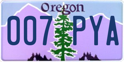 OR license plate 007PYA