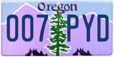 OR license plate 007PYD