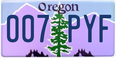 OR license plate 007PYF