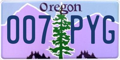 OR license plate 007PYG