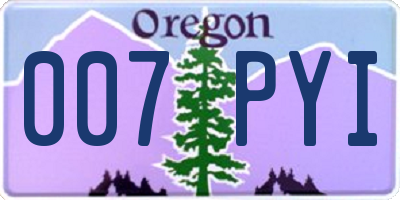 OR license plate 007PYI