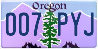OR license plate 007PYJ