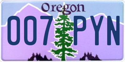 OR license plate 007PYN