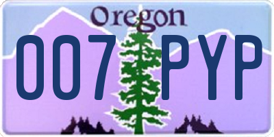 OR license plate 007PYP
