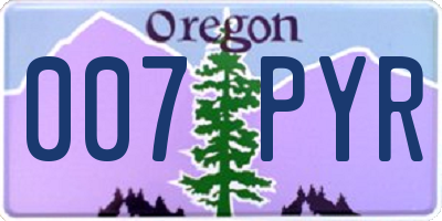 OR license plate 007PYR