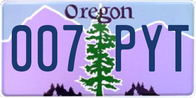 OR license plate 007PYT