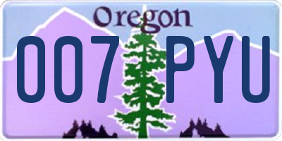 OR license plate 007PYU