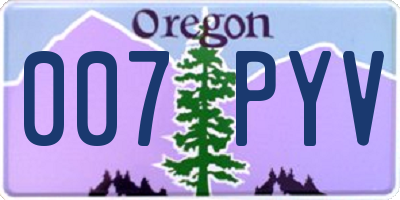 OR license plate 007PYV