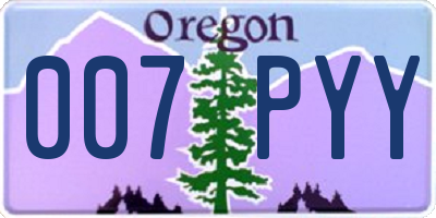 OR license plate 007PYY