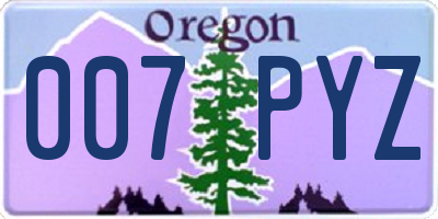 OR license plate 007PYZ