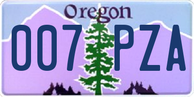 OR license plate 007PZA
