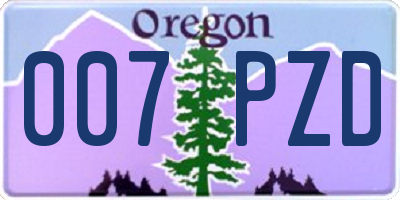 OR license plate 007PZD