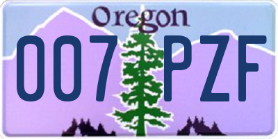 OR license plate 007PZF