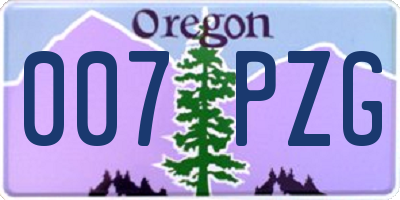 OR license plate 007PZG