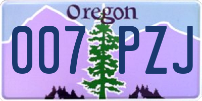 OR license plate 007PZJ
