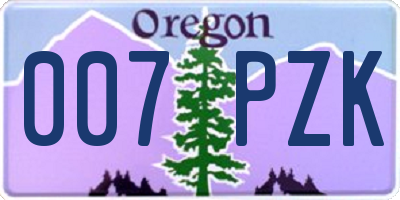 OR license plate 007PZK