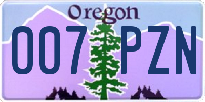OR license plate 007PZN