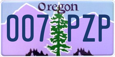 OR license plate 007PZP