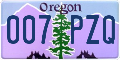 OR license plate 007PZQ