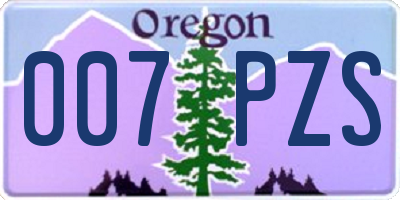 OR license plate 007PZS