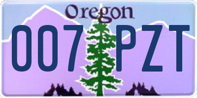 OR license plate 007PZT