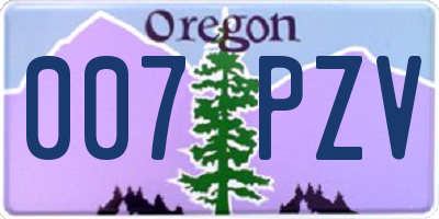OR license plate 007PZV