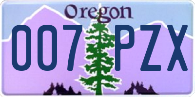 OR license plate 007PZX