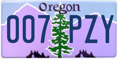 OR license plate 007PZY