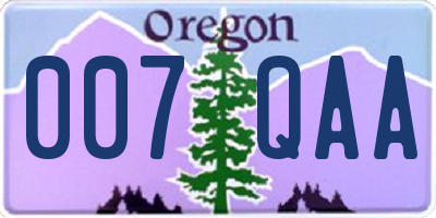 OR license plate 007QAA