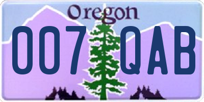 OR license plate 007QAB