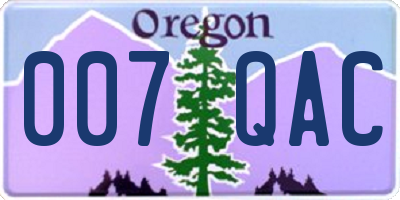 OR license plate 007QAC