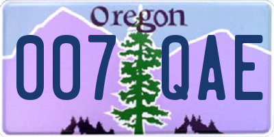 OR license plate 007QAE