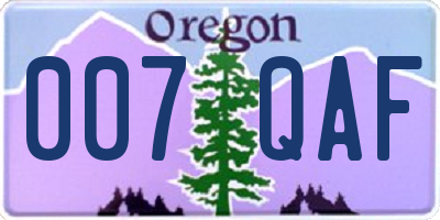 OR license plate 007QAF