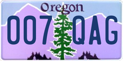 OR license plate 007QAG