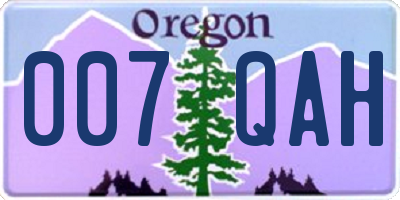 OR license plate 007QAH