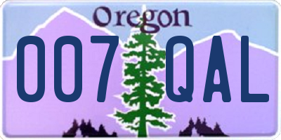 OR license plate 007QAL